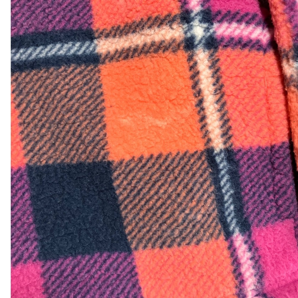 NEW American Eagle Plaid Fleece Cropped Pullover Sweatshirt S Pink Orange NWT - Picture 8 of 8